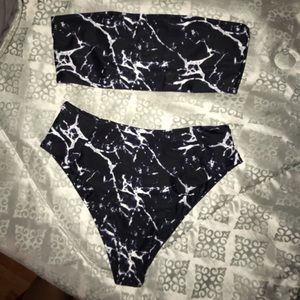 Marble high waisted bikini ZAFUL